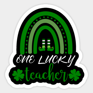 One Lucky Teacher St Patricks Day Rainbow Shamrock Sticker